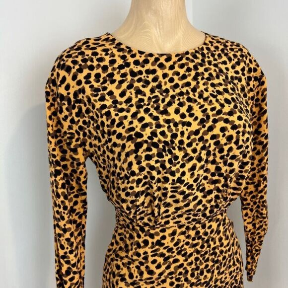 Stockholm Atelier & Other Stories Women's 2 Cheetah Yellow Black Bodycon Dress - Picture 6 of 16
